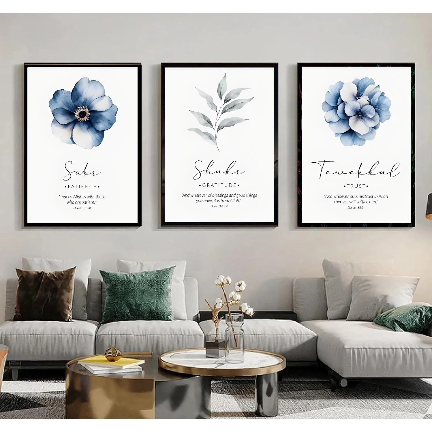 3 Pcs Calligraphy Photo Frames, Islamic Art Photo frame set