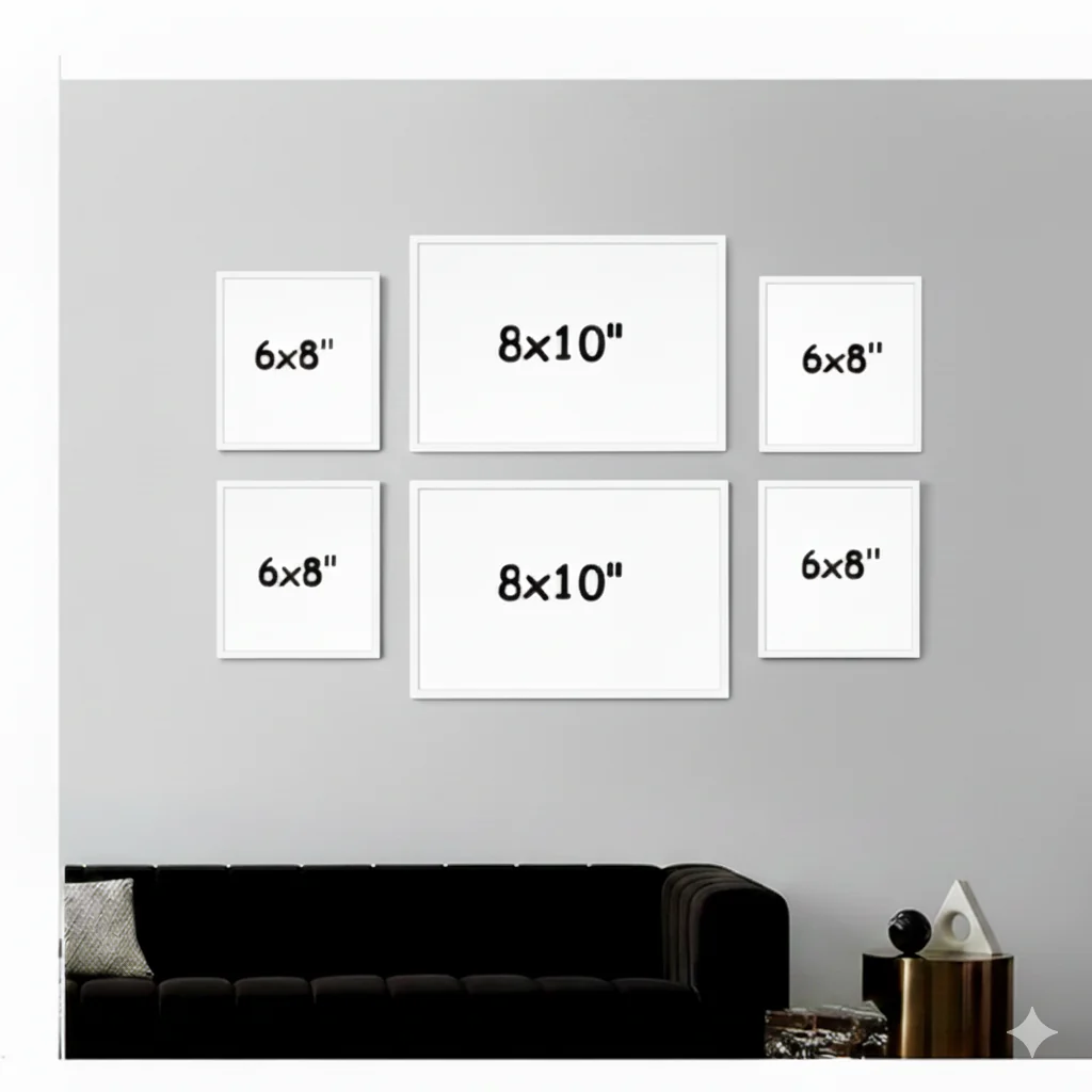 Pack of 6 Collage Set, Glass front Frame, Custom frame set (8x10" - 2pc, 6x8" - 4 pc) - Image 2