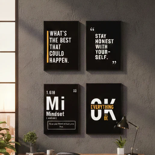 Motivational Hard Work office Frames set of 4, inspiring posters, Entrepreneur wall art