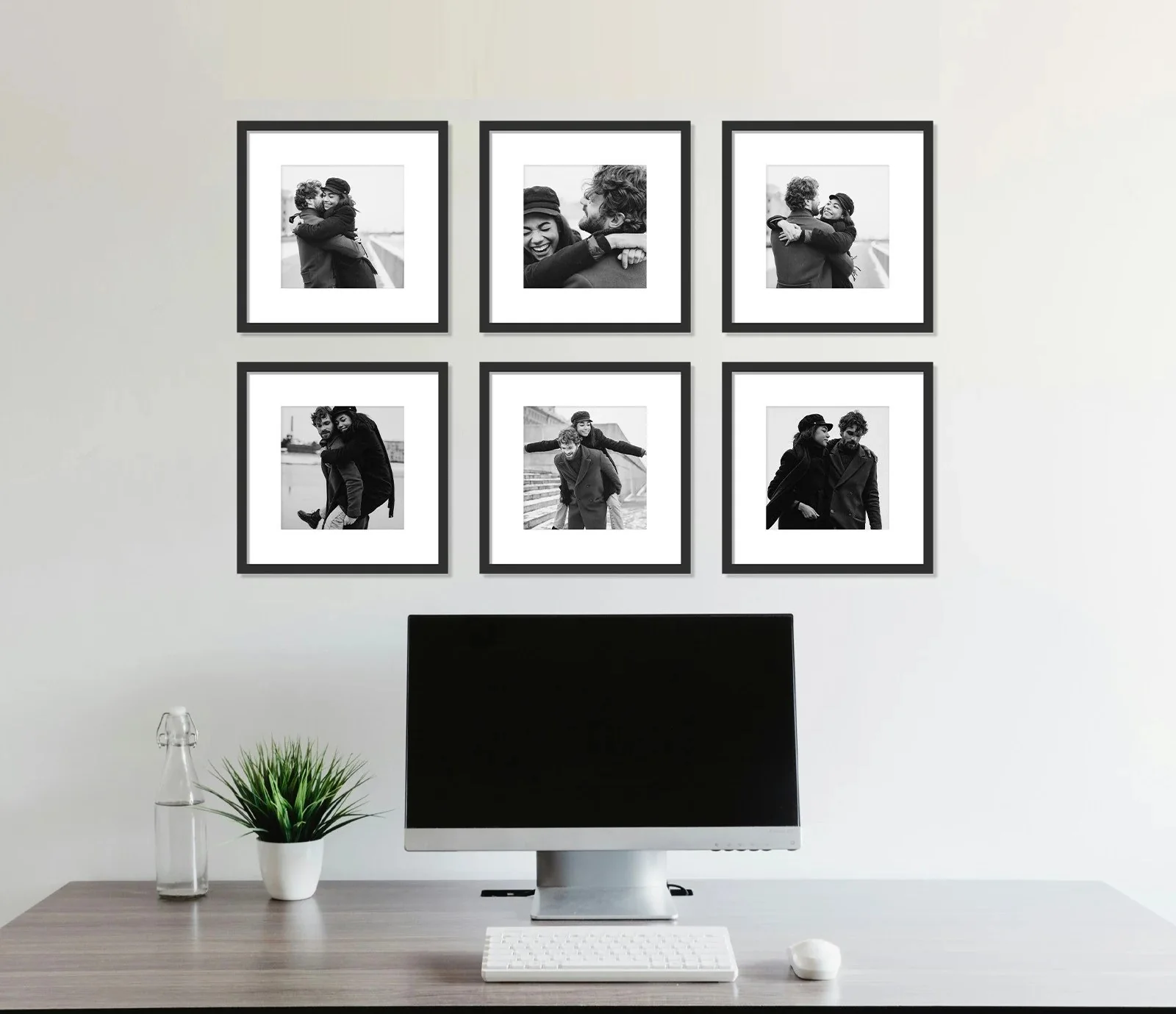 Customized Picture Frame Set of 6, Display Pictures with Border, Multi Collage Gallery Square Photo Frames for Wall with Custom Pics