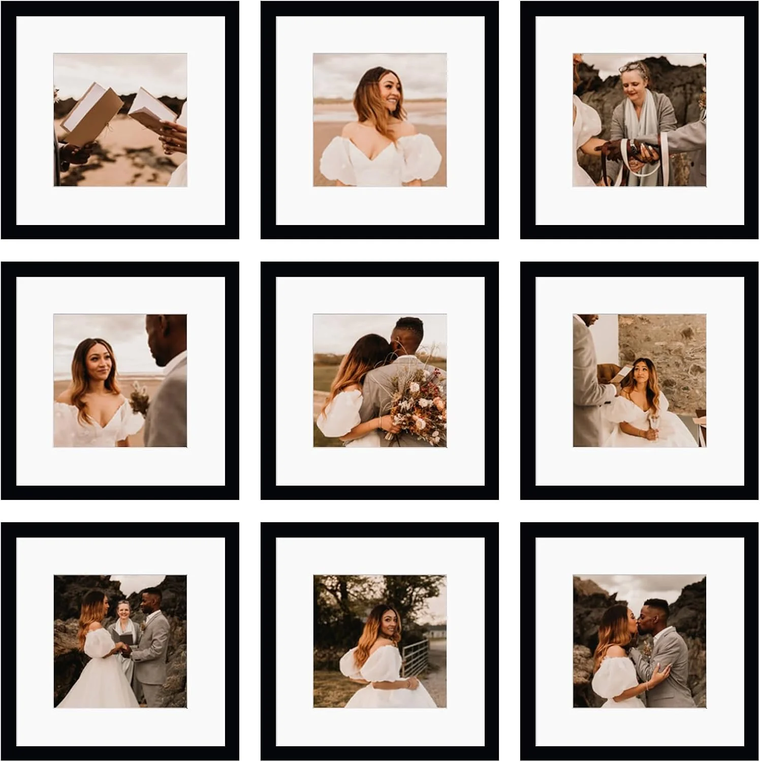 Picture Frame Set of 9, Display Pictures with Border, Multi Collage Gallery Square Photo Frames for Wall with Custom Pics - Image 2