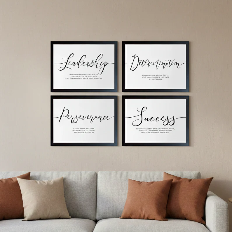 Work Self Motivation Quotes For Home & Office Set of 4